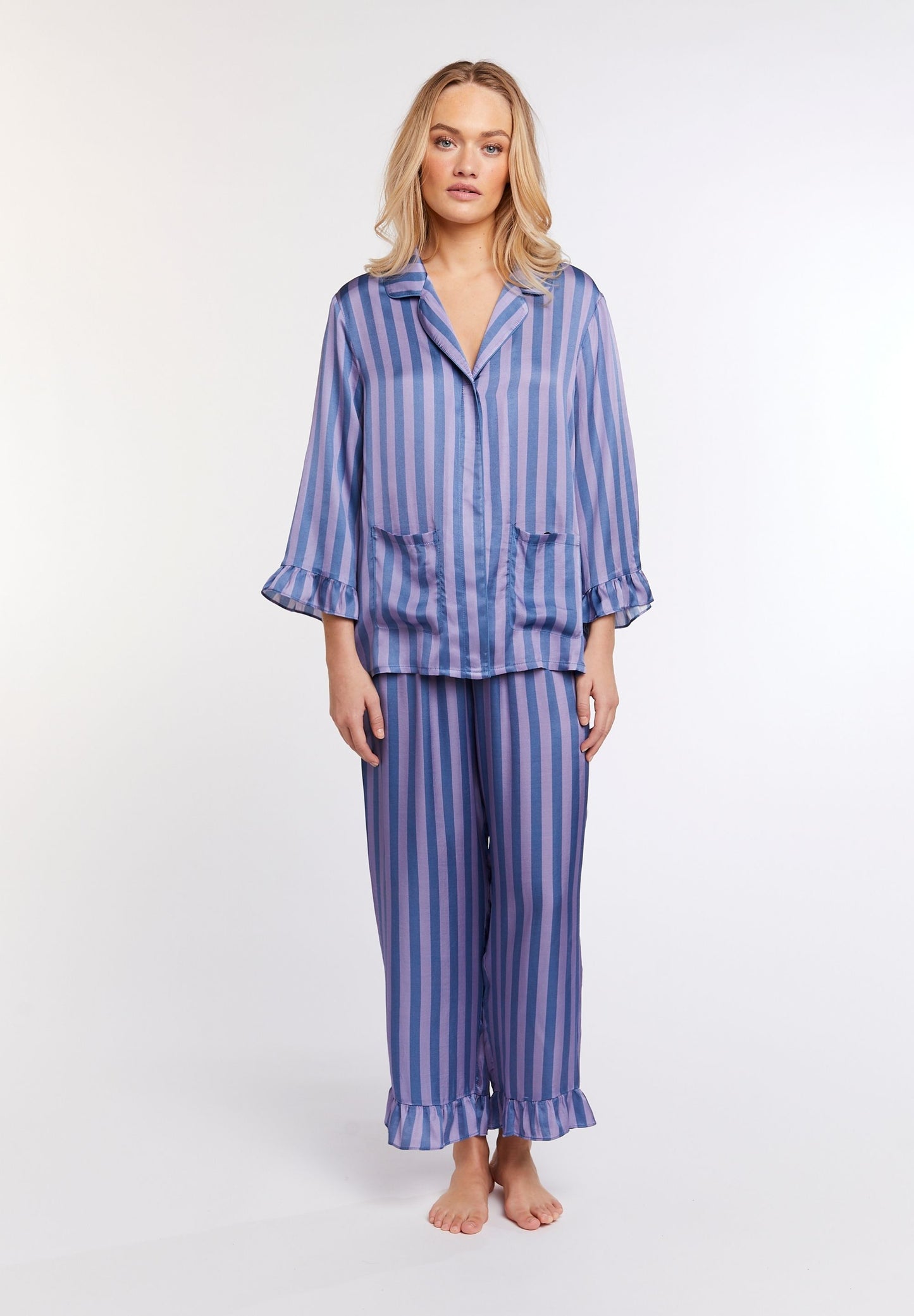 Saga Crop Pyjamasbukser Bijou Blue