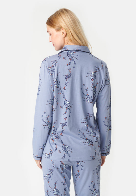 Joy Pyjamasskjorte Lyseblå med print