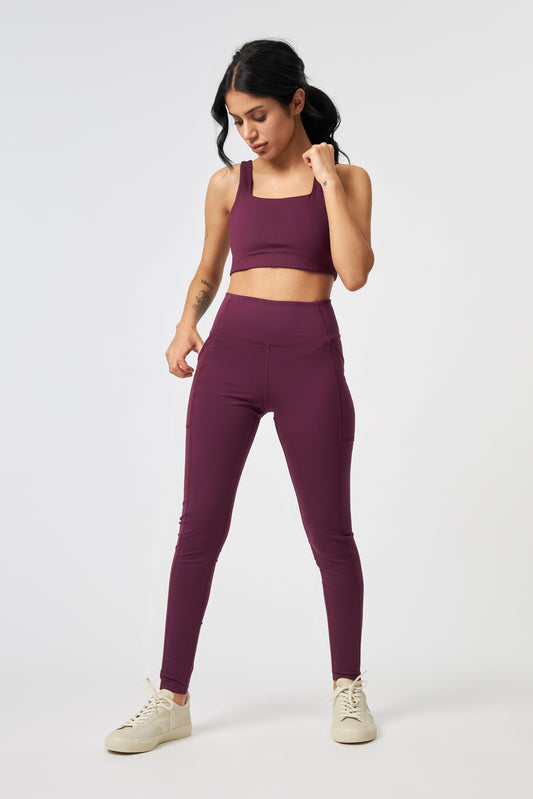 Pocket High-Rise Legging, Long, Plum