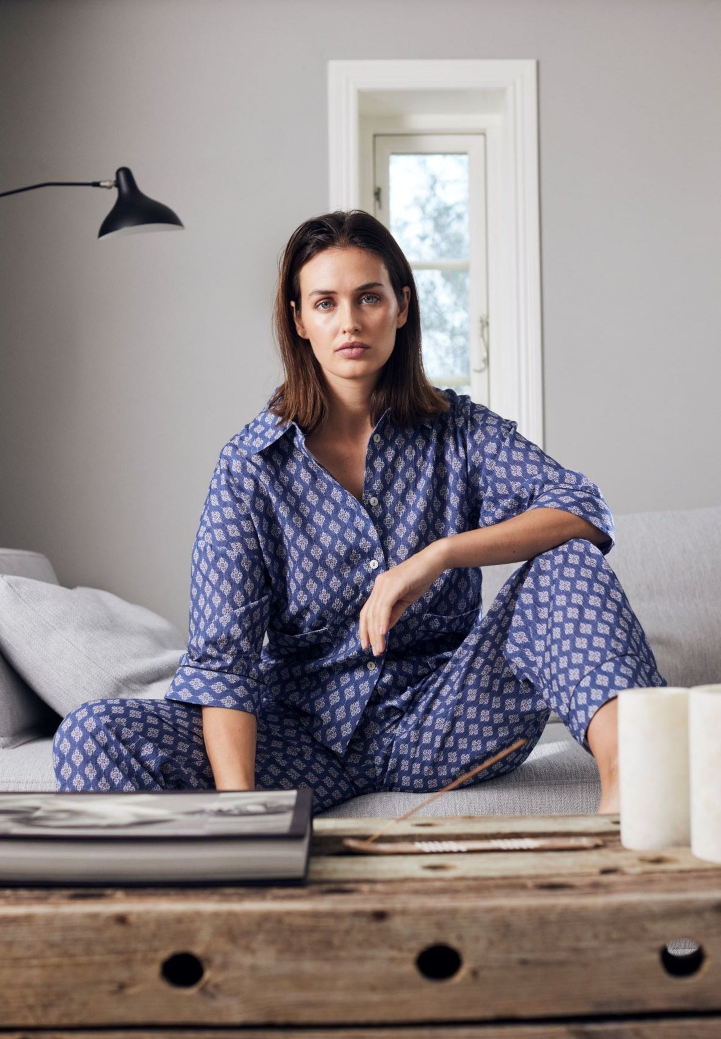 Sonja Pyjamasskjorte Bijou Blue