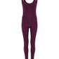 Scoop Back Unitard, Long, Plum