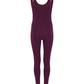 Scoop Back Unitard, Long, Plum