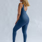 Scoop Back Unitard, Long, Midnight