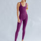 Scoop Back Unitard, Long, Plum