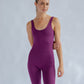 Scoop Back Unitard, Long, Plum