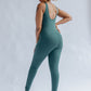 Scoop Back Unitard, Long, Moss