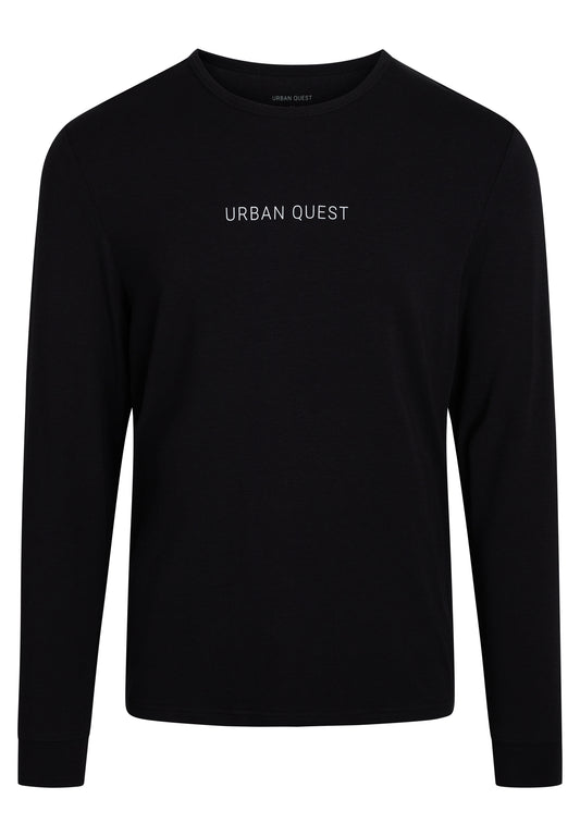 Bambus Langærmet T-shirt til mænd sort