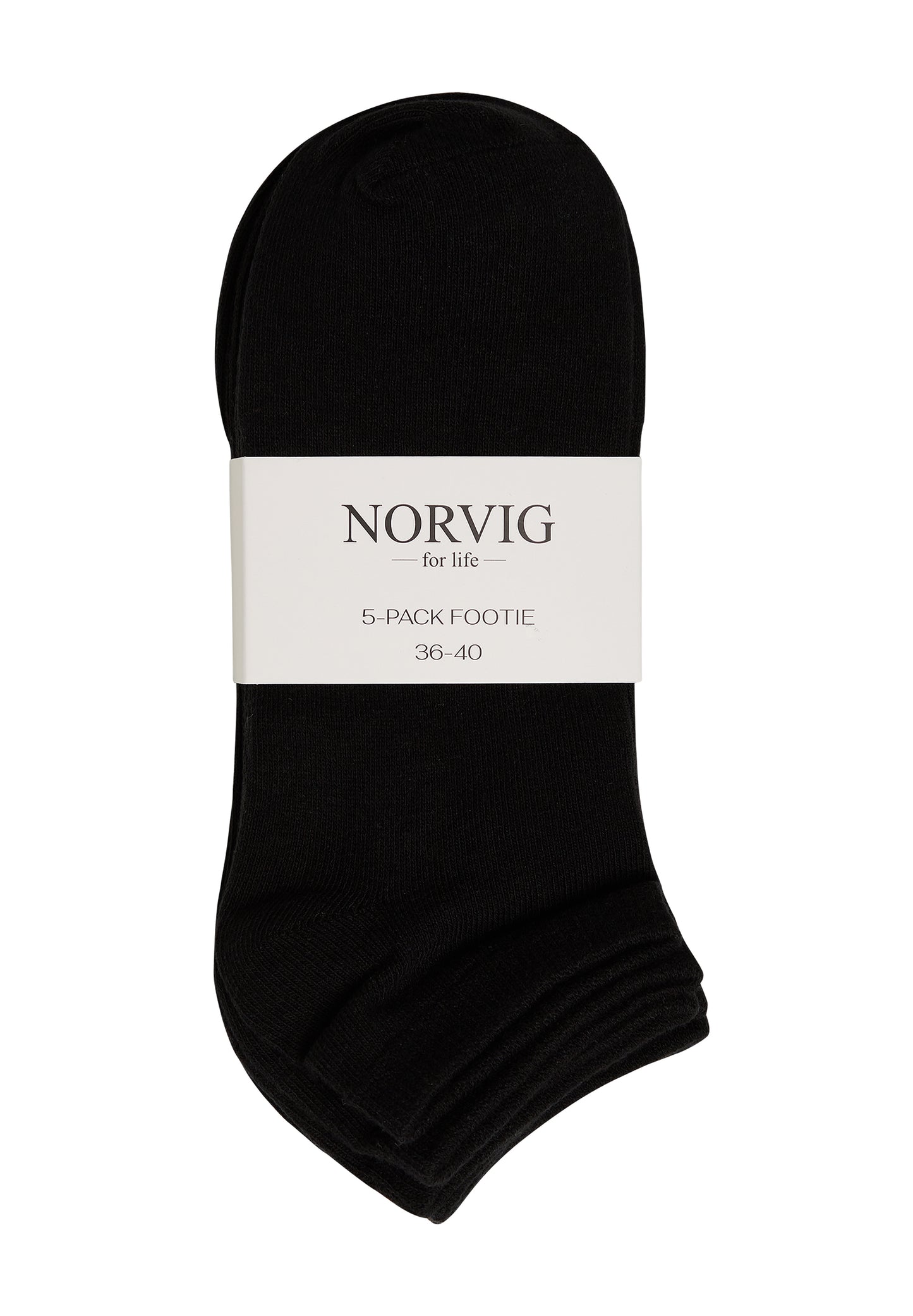 NORVIG Footie 5-pak ankelstrømper til kvinder sort