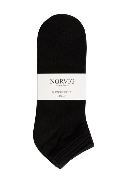 NORVIG Footie 5-pak ankelstrømper til mænd sort
