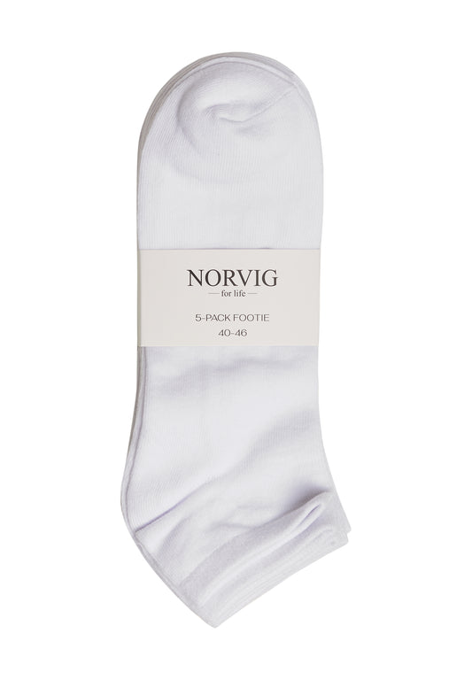 NORVIG Footie 5-pak ankelstrømper til mænd hvid