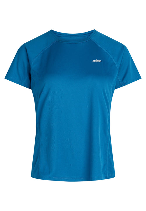 Zebdia Sports t-shirt med bryst print til kvinder cobalt