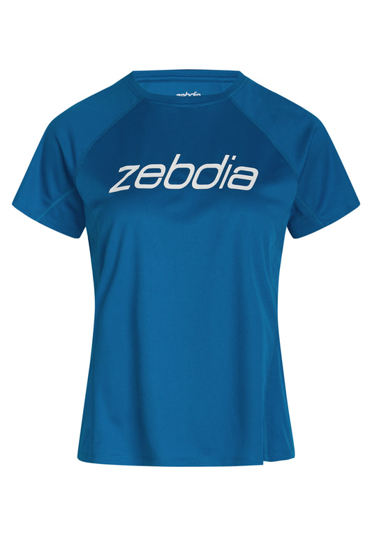 Zebdia Sports t-shirt med front print til kvinder cobalt