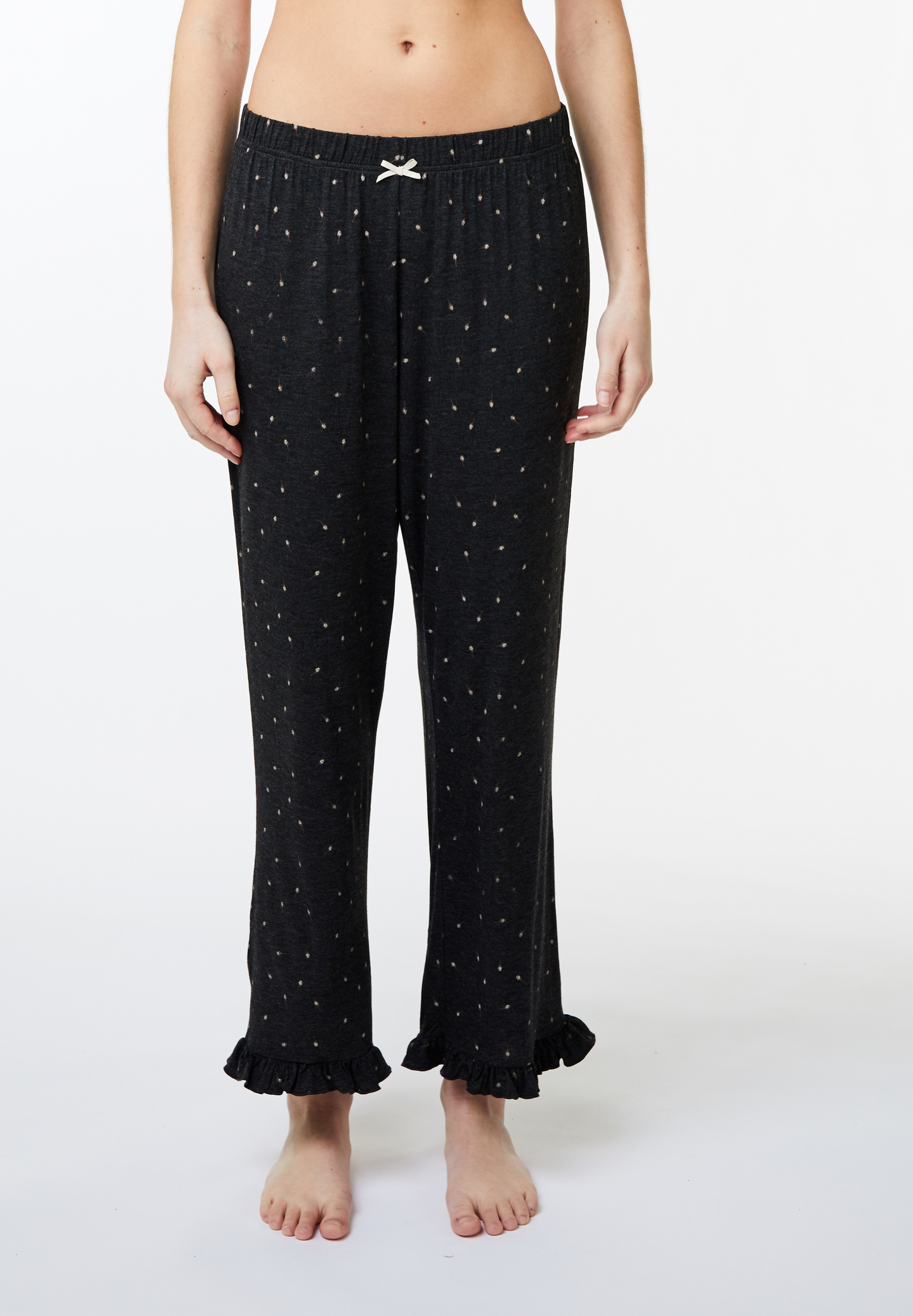 Jasmin Crop Pyjamasbukser med prikker mørkegrå